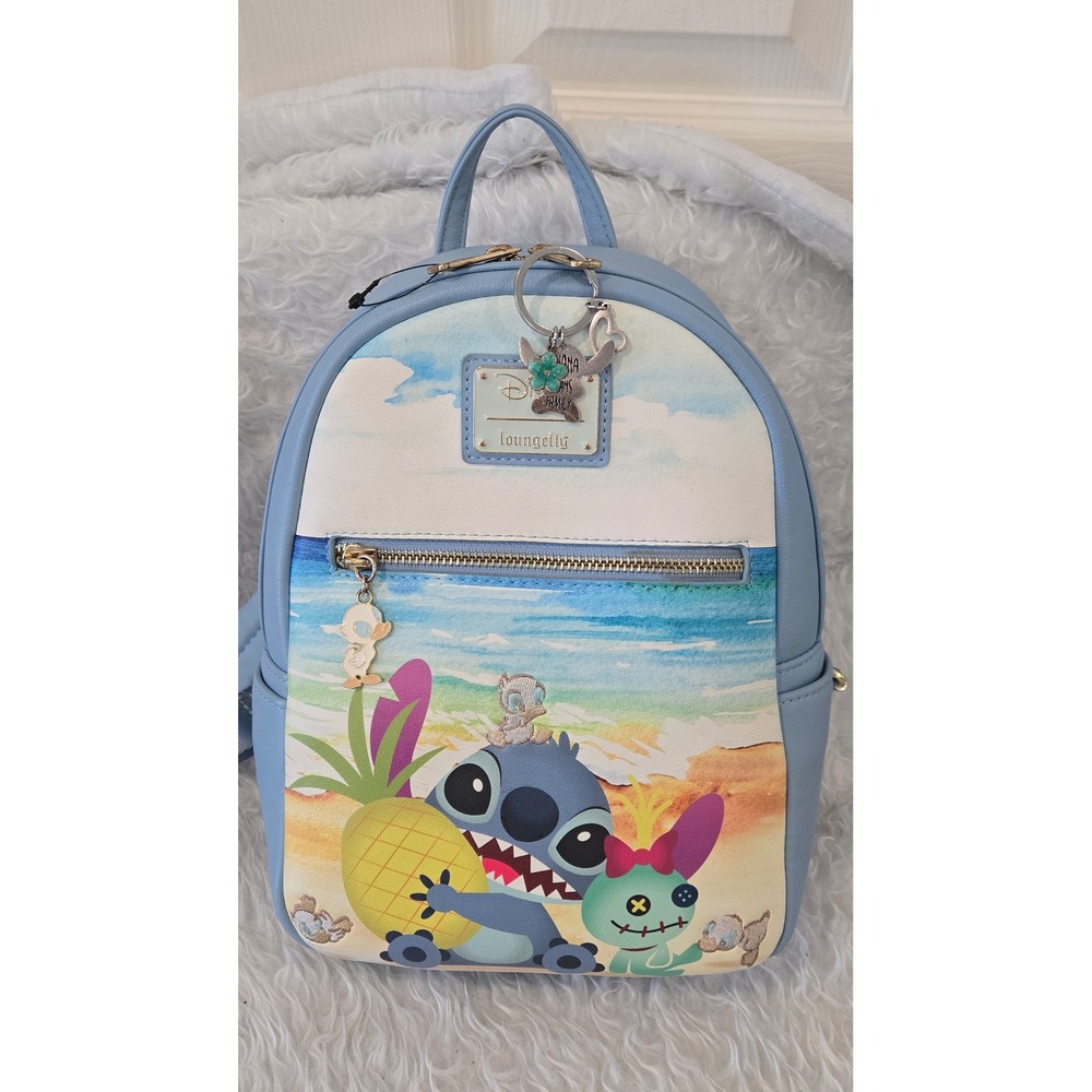 Loungefly Disney Lilo and Stitch Beach‎ Pineapple Mini Backpack Light Blue Bag